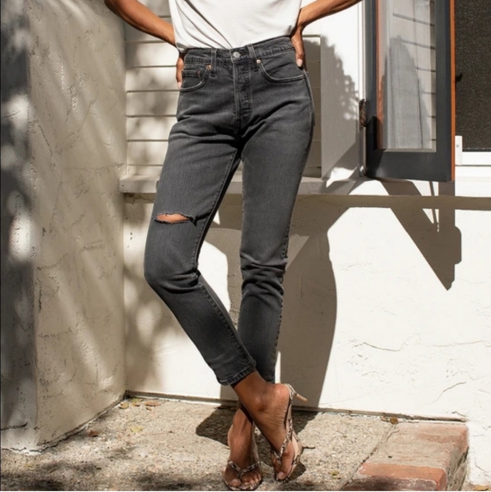 Levi's 501 High Rise Skinny Jean Gray - Picture 6 of 12